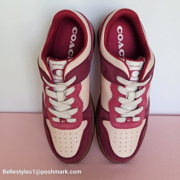 COACH Low Top Leather and Suede Sneakers C201- Pink color- Women’s US Size 9B ⭐ - Picture 9 of 16